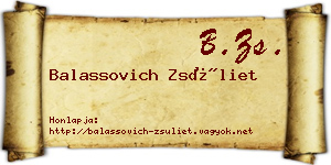 Balassovich Zsüliet névjegykártya